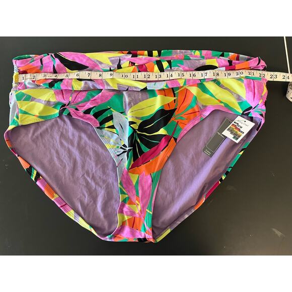 Terra & Sky Tropical Floral Print Vibrant Bikini Bottom High Waisted Plus 4X - Picture 4 of 6